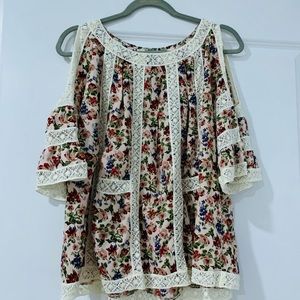 BOHO Floral and Lace Top